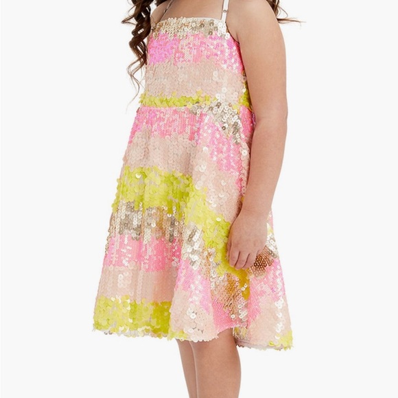 Bardot Junior Sequin Dress in Pink, Yellow, and Silver